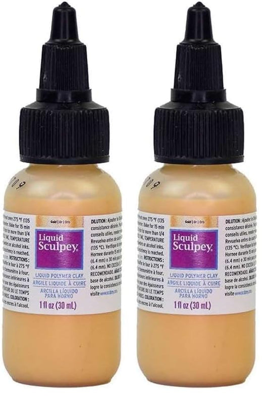 Sculpey Liquid Polymer Oven-Bake Clay, Gold, 1 oz. Bottle, Great for Jewelry, Holiday, DIY, Mixed Media, Window clings, Home décor and More! Great for Beginners to Artists! (Pack of 2) - color: Gold, size: 1 oz (Pack of 2)