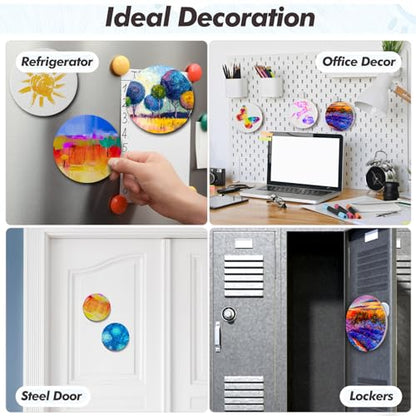 Engrowtic 50 Pcs Magnetic Painting Canvas Panel Mini Canvas Boards for Painting Mini Tile Art for Fridge Locker Art Crafts DIY(4 in,Round) - size: 4 in, style: Round