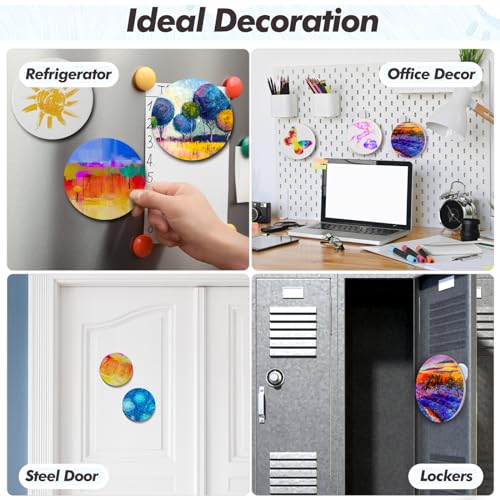 Engrowtic 50 Pcs Magnetic Painting Canvas Panel Mini Canvas Boards for Painting Mini Tile Art for Fridge Locker Art Crafts DIY(5 in,Round) - size: 5 in, style: Round