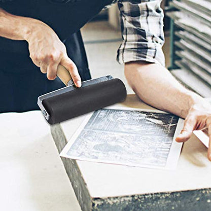 Rubber Brayer Roller Detachable Printing Roller for Ink, Printmaking, Block Stamping, Printing, Applying Glue, Wallpaper