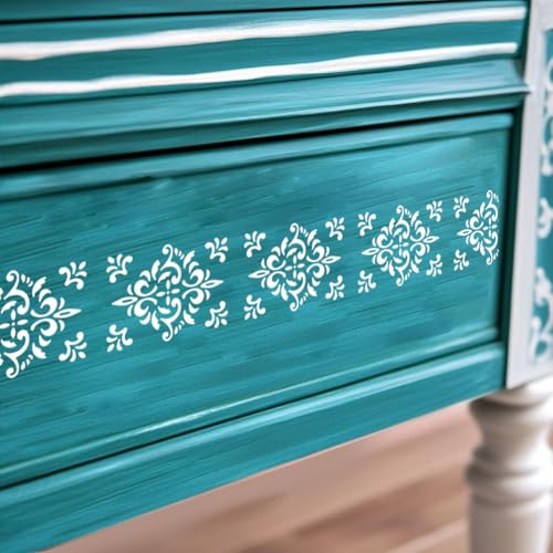 2 Pcs Flower Borders Silkscreen Stencil, Reusable Self-Adhesive Silk Screen Printing Plants and Floral Pattern Mesh Transfers Stencil for Painting on Wood Fabric DIY T-Shirt - style: Flowers