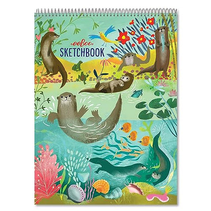 eeBoo: Otters Spiral Bound Blank Sketchbook - 60 Pages, 140 GSM/95 LB Paper, 8.5x11, Eco-Friendly, Kids Art Supplies - style: Otters