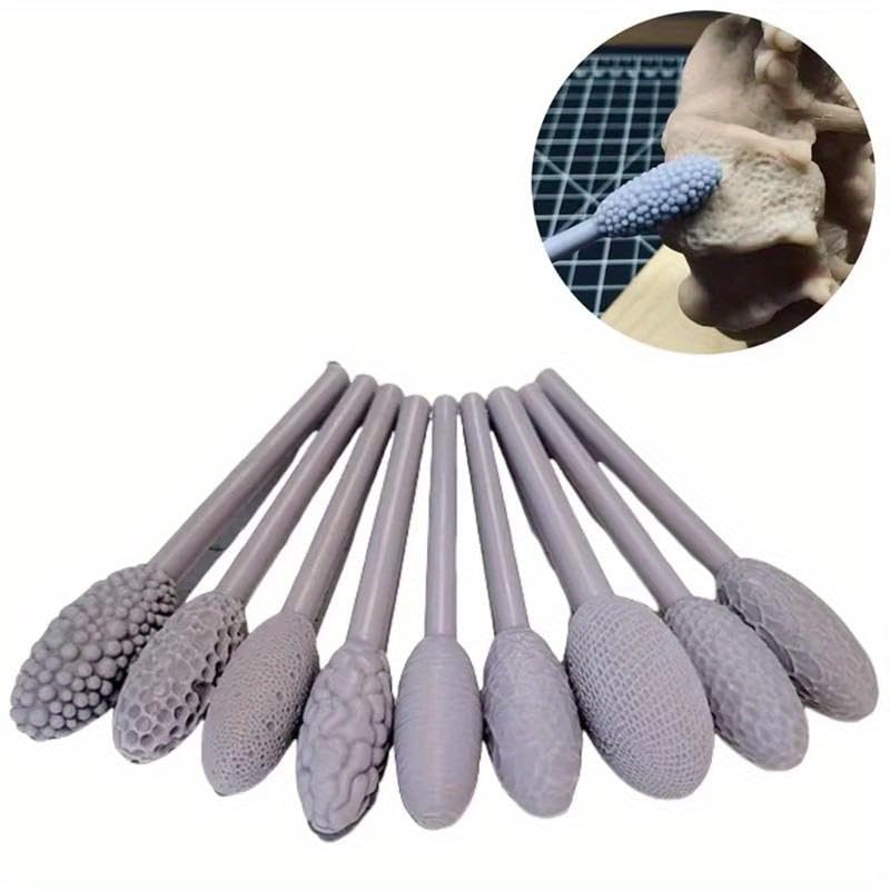 9-Piece Clay Texture Roller Set – Plastic Pattern Rollers for Polymer Clay, Pottery & Ceramic Art, Embossing Plaid & Texture Tools