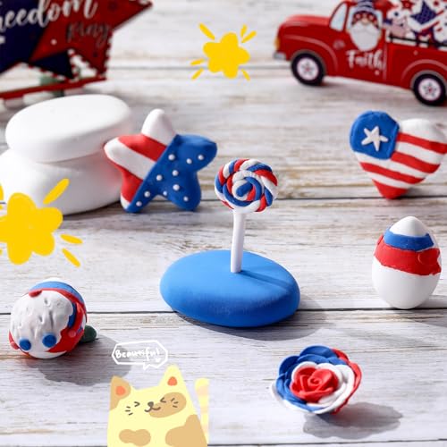 WinnerWhy 72 Pcs 38oz Air Dry Modeling Clay Ultra Light Modeling Clay for Kids DIY for Sculpting Air Dry School Gift (White, Red, Blue) - color: White, red, blue