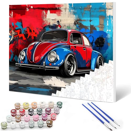 DIY Paint by Numbers,Dirt Bike,Colorful Canvas Oil Painting Kit for Kids & Adults, 16X20 inch Drawing Paintwork Acrylic Pigment,for Home Living Room Decorative Painting Frameless - color: Car Lovers-09, size: 16''x20''(Frameless)