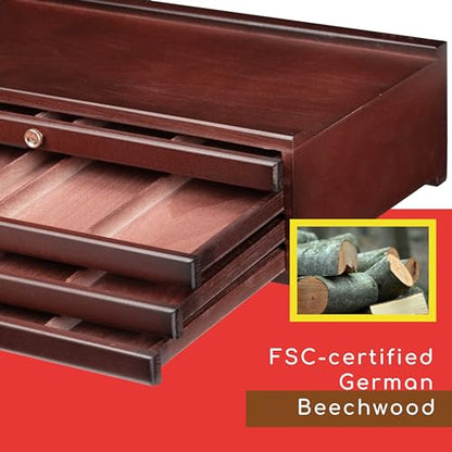 MEEDEN 4-Drawer Wood Artist Supply Storage Box, Portable Beechwood Multifunctional Pencil Brush Organizer Wood Box with Drawer&Compartments for Pastels, Pencils, Pens, Makeup Brushes(Deep Walnut) - size: 4 Layer Drawers