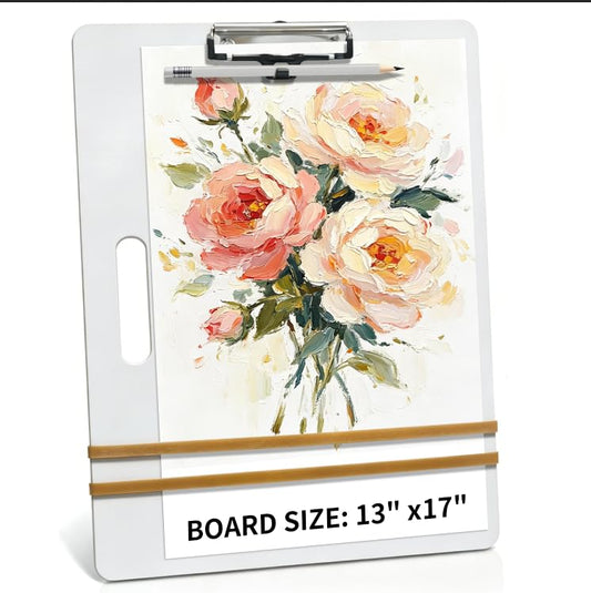 13"x17" Sketch Board with Dry-Erase Surface, Drawing Board with Metal Clip & Elastic Bands, Portable Art Board for Kids, Students, Painting, Sketching, Drawing Art Supplies(Ti White) - color: White, size: 13"*17"