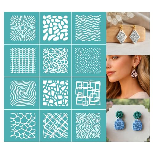 2 Sheets Abstract Texture Silk Screen Stencil, Square Geometric Self-Adhesive Silk Screen Printing Stencils Reusable Mesh Stencil for Painting on Wall, Wood, T-Shirt, Home Craft Decor - style: Checkered Texture
