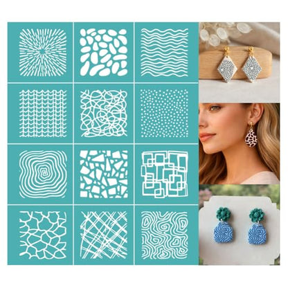 2 Sheets Abstract Texture Silk Screen Stencil, Square Geometric Self-Adhesive Silk Screen Printing Stencils Reusable Mesh Stencil for Painting on Wall, Wood, T-Shirt, Home Craft Decor - style: Checkered Texture