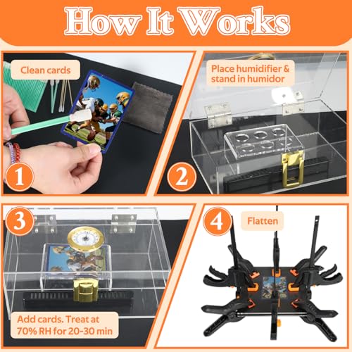 DEDC Card Cleaning Kit Flattening Restoration Repair Care Sport Card with Heat Pen, Acrylic Humidor and Accessories – Complete Solution for TCG Collectors and Enthusiasts Premium - style: DEDC PREMIUM