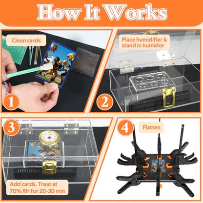 DEDC Card Cleaning Kit Flattening Restoration Repair Care Sport Card with Heat Pen, Acrylic Humidor and Accessories – Complete Solution for TCG Collectors and Enthusiasts Premium - style: DEDC PREMIUM