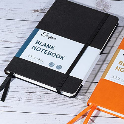 JOYEUX Blank Journal Notebook, A5, 160 Pages 100 Gsm Thick Sketch Books Hardcover Journal for Writing, 5.7 inches x 8 inches Notebooks for Work (Black) - color: Black