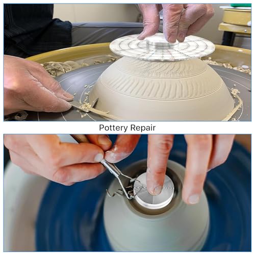 Akamino Ceramic Pottery Trimming Spinner Tools, Rotary Disc Pottery Wheel Trimmer Tool Clay Tools with Metal Pottery Throwing Wheel for Potters and Clay Artists(Large)