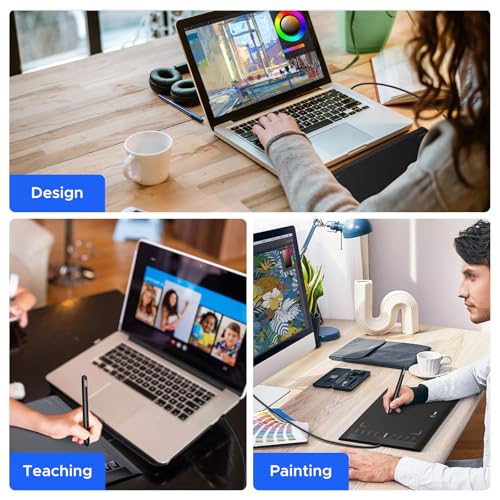 Graphics Drawing Tablet, UGEE M708 10 x 6 inch Large Digital Drawing Pad with 8 Hot Keys 8192 Levels Pen, Graphic Tablets for Computer Graphic Board Creation Sketch for PC/Laptop/Mac OS/Linux/Chrome - style: Wired M708 V3