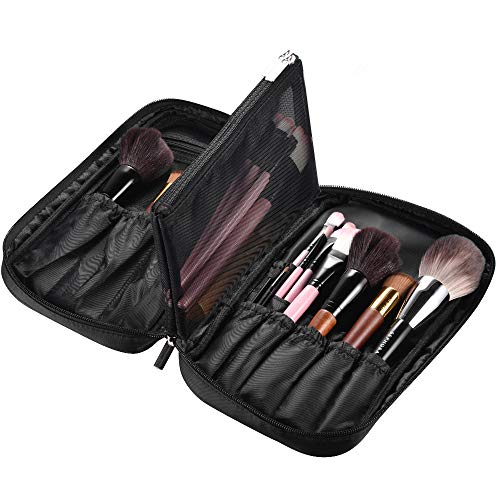 BYOOTIQUE Makeup Brush Bag Organizer Portable Multi Brush Holder Makeup Hand Bag Cosmetic Organizer Detachable Pouch Storage Case for Travel Home, Black - color: Black Multi