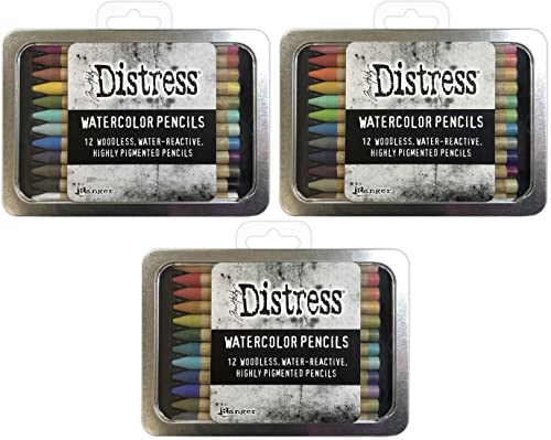 Tim Holtz Distress Watercolor Pencils Set 1, 2 and 3-36 Woodless Watercolor Pencils