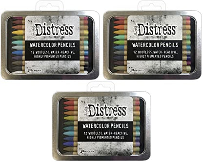 Tim Holtz Distress Watercolor Pencils Set 1, 2 and 3-36 Woodless Watercolor Pencils