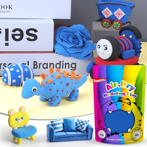 ifergoo Blue Air Dry Clay, DIY Creative Modeling Clay for Kids, Super Light Magic Foam Clay for Kids Age 3-12, Soft, No-Sticky & Non-Toxic, Molding Clay for School Art & Craft Project(Blue 100g/3.5oz) - color: Blue/100g