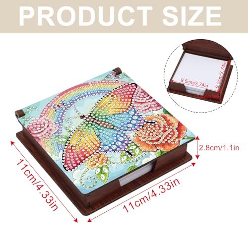 Diamond Painting Kit memo Box, Diamonds Art DIY Rainbow and Butterfly Patterns Sticky Note Box Special Shape Drill, with 160 Sticky Note, Ideal for Home Office Supplies, Handicrafts, Holiday Gifts - color: Rainbow and Butterfly