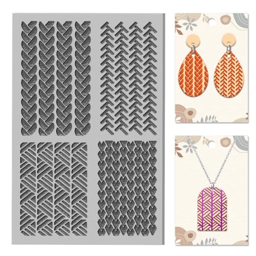 CHGCRAFT Sewing Knitting Patterns Clay Texture Mat Polymer Clay Molds DIY Clay Texture Tools for Clay Pottery Earring Jewelry Making Stamp Engraving Machines, Mixed Shapes, 3.9x2.6inch - style: Sewing