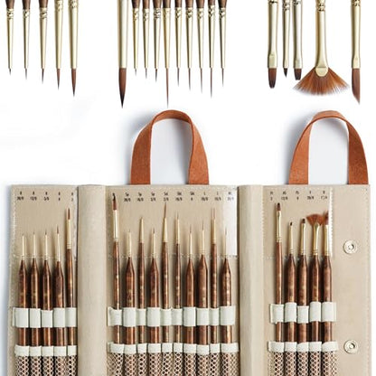 Artify Extreme Detail Paint Brushes Professional, 20pcs Ultra-Fine & Multipe Specialty Brushes for Miniature, Illustration & Craft Painting, Precision Paint Brush Set with High-End Handbag - style: 20Pcs-Handbag