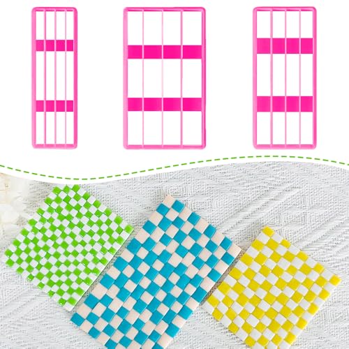 Xaekicr 3PCS Woven Texture Polymer Clay Cutters for Earrings – Clay Cutters Set for DIY Jewelry Making, Geometric Grid Polymer Clay Molds, Clay Tools for Artists and Beginners - color: N color
