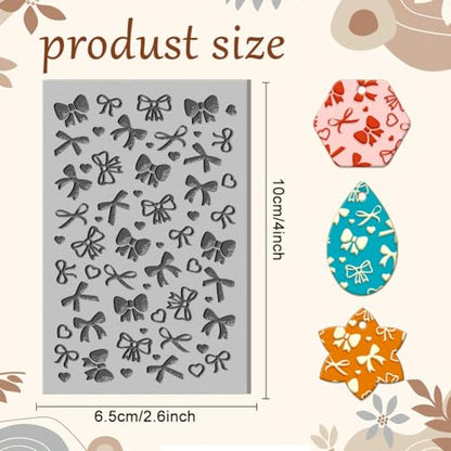 CHGCRAFT Bow Polymer Clay Texture Sheets Love Heart Texture Mat Rubber Clay Texture Mat Clay Modeling Pattern Pad Texture Sheets for Earrings Jewelry Making - style: Bow