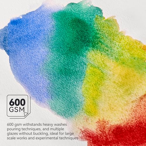 LIGHTWISH Watercolor Paper Bulk, 100% Cotton Cold Press 600gsm, 2 Pack, Total 24 Sheets A5 Hole-Punched Replaceable Paper for Artists, Adults,Students,5.8 * 8.2 Inches