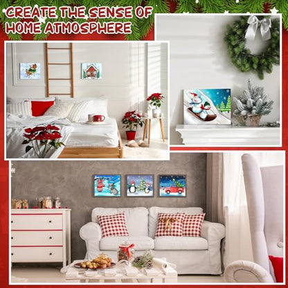 COCHIE 6 Pack 8x10 Inches Christmas Pre Drawn Canvas to Paint for Sip and Paint Party, X-mas Pre Printed Canvases, Peppermint Candy House Snowman Pre Sketched Canvas for Painting for Adults, Kids - size: 8x10 Inches, style: XMAS