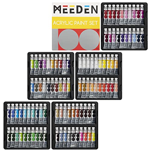 MEEDEN Heavy Body Acrylic Paint Sets, 100 Colors Art Paint Tubes for Canvas Wood Fabric Painting, Non-toxic 0.41 fl Oz /12ml Acrylic Paints for Adults, Beginners, Students Crafts Painting