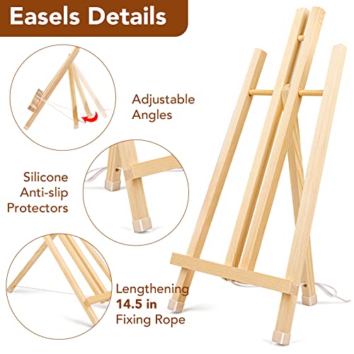 AROIC 8 Pack 15 Inch Wood Easels, Easel Stand for Painting Canvases, Art, and Crafts, Tripod, Painting Party Easel, Kids Student Table School Desktop, Portable Canvas Photo Picture Sign Holder. - style: 15"-8p