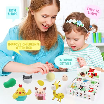 LOUFOR Air Dry Clay Kits - Modeling Clay for Kids, Ultra Light & Soft, Safe & Non-Toxic, 12 Boxes DIY Model Magic Clay with Sculpting Tools & Tutorials, Creatible Art Crafts Toys Gifts Boys Girls - color: #04-Cute Pet Academy