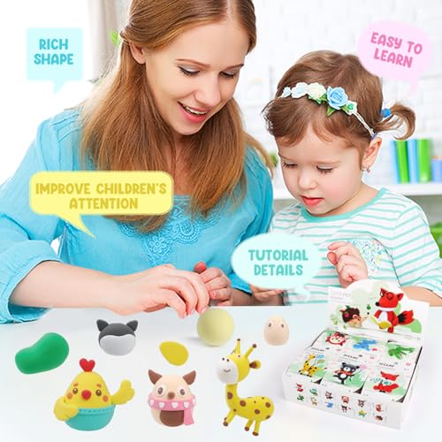 LOUFOR Air Dry Clay Kits - Modeling Clay for Kids, Ultra Light & Soft, Safe & Non-Toxic, 12 Boxes DIY Model Magic Clay with Sculpting Tools & Tutorials, Creatible Art Crafts Toys Gifts Boys Girls - color: #04-Cute Pet Academy