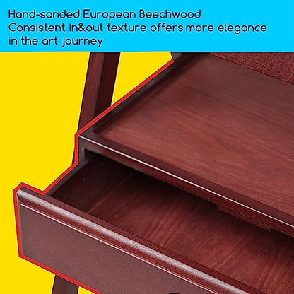 MEEDEN Studio H-Frame Easel with Art Supply Storage Drawer - Adjustable (60"~75") Wood Easel Stand for Artists, Adults and Students, Holds Canvas Art up to 35" - Deep Walnut - color: Deep Walnut