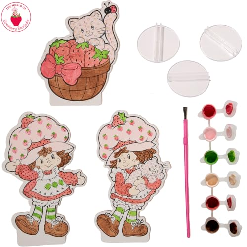 Innovative Designs Strawberry Shortcake Canvas Paint Set for Kids with 3 Canvases, Acrylic Paint, Paintbrush & Stands - color: Strawberry Shortcake