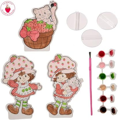 Innovative Designs Strawberry Shortcake Canvas Paint Set for Kids with 3 Canvases, Acrylic Paint, Paintbrush & Stands - color: Strawberry Shortcake