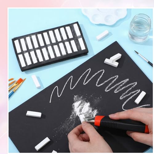 Watersay 24 Pcs Soft Pastel Drawing Chalk Set Square Sketch Chalk Non-toxic Artist Pastel Sticks for Professional Artists and Art Lovers(30 x 8 x 8 mm,White Color) - color: White Color