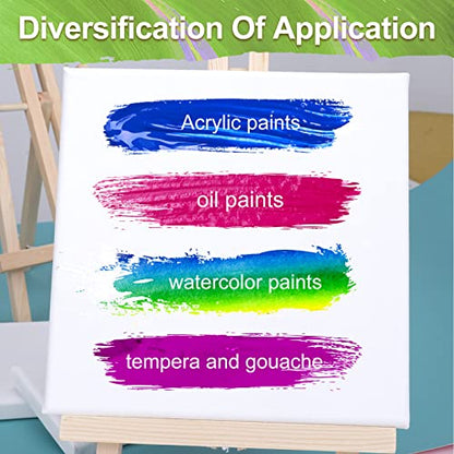 14 Packs Stretched Canvases for Painting, Multi Pack 11x14, 9.44x12, 8x10, 5x7, 4x4, Round Canvas with 8x8,10x10(2 of Each), Blank Primed Canvas, for Oil Paint, Acrylic Paint, for Beginners, Artists. - size: Multisize 14 Pack
