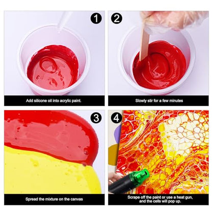 Silicone Pouring Oil - 7 Ounce 100% Silicone Acrylic Pouring Oil for Dramatic Cell Creation, Acrylic Paint Pour - Silicone Oil for Medium Compatible with Painting Acrylics, Watercolor, Cell Activator