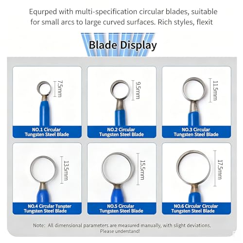 6 PCS Clay Pottery Sculpting Tools Set, Pottery Trimming Tools, Tungsten Steel Body, Soft-Grip Handle, Size: 7.5/9.5/11.5/13.5/15.5/17.5mm, for Ceramic, Carving Modeling