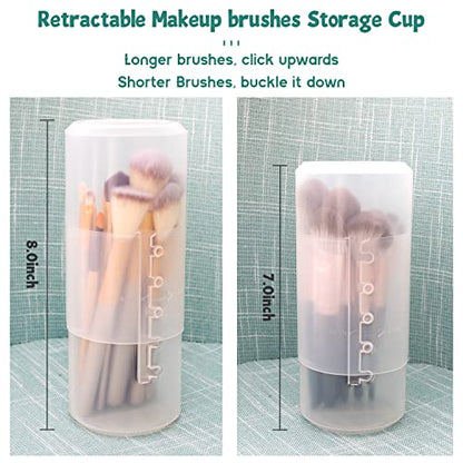OCHEAL Makeup Brush Holders, 4 Pack of Make up Brushes Organizer Travel Case Retractable Plastic Travel Makeup Brush Holder For Vanity Makeup Artist Brushes Storage Cup - color: Plastic Clear-4pcs
