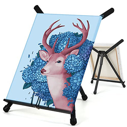 Falling in Art Aluminum 15" to 21" Tabletop Easel Display, Black Tripod with Rubber Feet, Holds Canvas, Paintings, Books, Photos, Signs - style: 1 PACK