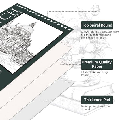 OSIMIG 10 Pack Sketch Books 8.5" x 11", Top Spiral Bound Sketch Pad, Bulk Sketchbook, 300 Sheet Total (68lb/100gsm), Drawing Paper Pad, Sketchbooks for Kids & Adults, Art Supplies - size: 10 Pack