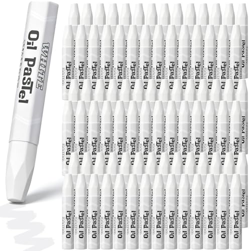 144 Pcs White Oil Pastels Bulk Soft Oil Crayons Precision Bullet Tip Artists Pastel Crayons 2.8 x 0.4 Inch Single Color Creamy Pastels Blending Graffiti for Painting Drawing Sketching - color: White