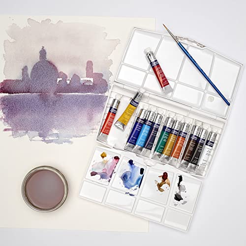 Winsor & Newton Cotman Watercolor Paint Set, 12 Colors, 8ml (0.27-oz) Tubes w/ Brush - style: 12 Tube Travel Set 8ml