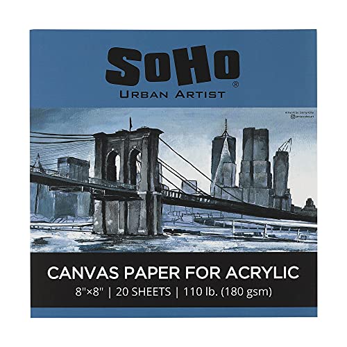 SoHo Urban Artist Acrylic Canvas Pads - Textured Canvas Paper Pad for Painting, Drawing, Pastels, Travel, & More! - [Single - 8x8] - size: 8x8"