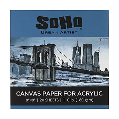 SoHo Urban Artist Acrylic Canvas Pads - Textured Canvas Paper Pad for Painting, Drawing, Pastels, Travel, & More! - [24-Pack - 8x8] - size: 8x8" - 24 Pack