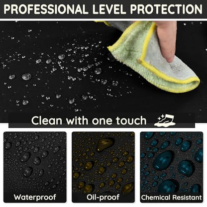 Thicker Rubber Apron, Extra Long Adjustable Apron, Heavy Duty Oil&Chemical Resistant Waterproof Work Aprons - color: Black