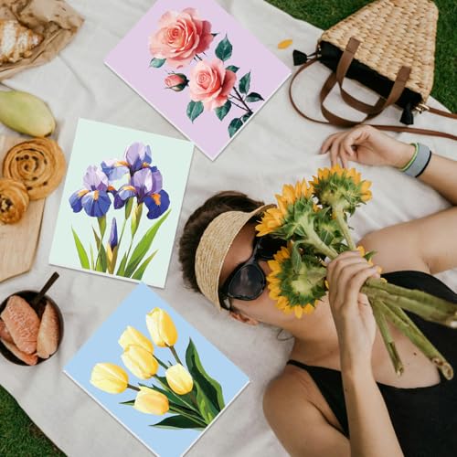 Ctosree 12 Sets Pre Drawn Canvas Kit for Painting Adults Sip and Paint Kit Art Pre Printed Canvas Bulk for Adult Date Night, Art Party & Holiday Gift(Vivid Flower,8 x 10 in) - size: 8 x 10 in, style: Vivid Flower