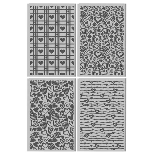 CHGCRAFT 4 Pcs Valentine's Day Love and Heart Polymer Clay Texture Sheet Valentine's Day Rubber Clay Texture Mat for Polymer Clays Making Earrings Jewelry DIY Crafts 3.9x2.6inch - style: Love and Heart